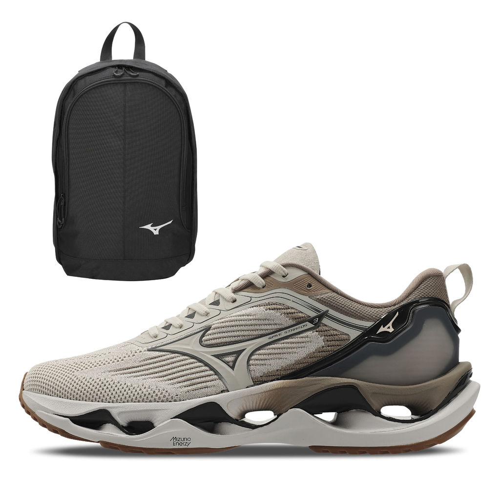 Kit 1 Tênis de Corrida Mizuno Wave Stratos 3 e 1 Mochila Mizuno Fun New