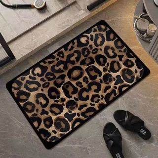 Estilo americano leopardo impressão padrão Diatom lama tapete porta do banheiro antiderrapante resistente à sujeira banh
