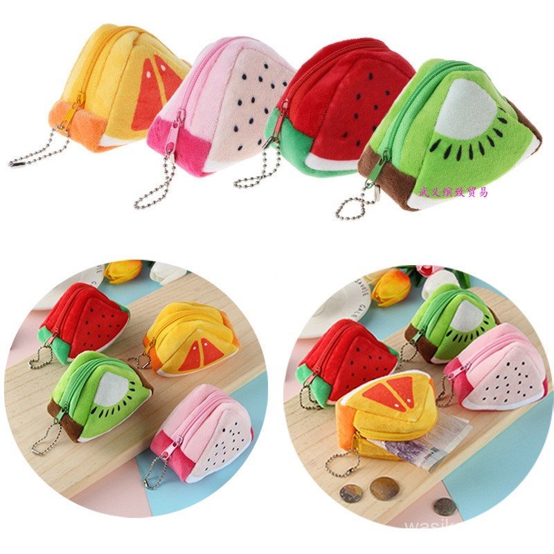 Desenho Animado Presentes De Férias Para Crianças Creative Plush 3D Porta Moedas De Frutas Ornamentos