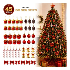 Kit 42 Enfeites Árvore De Natal Pendente Decoração Laço Beng