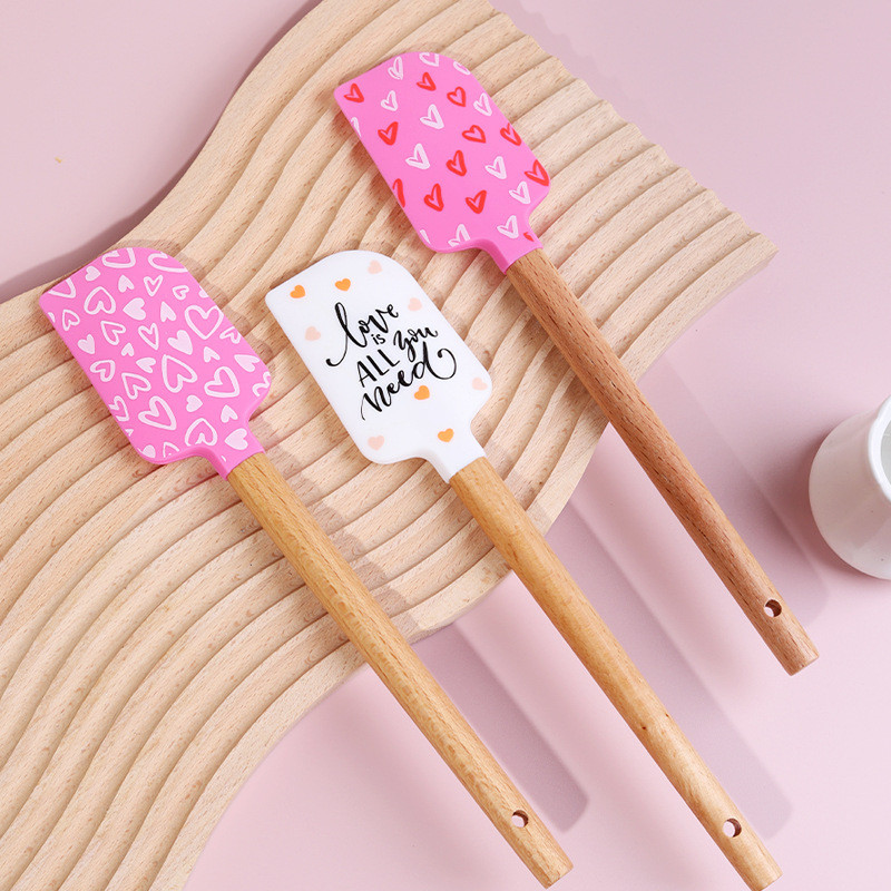 Espátula de Silicone para o Dia dos Namorados, Espátula de Silicone para Confeitaria, Espátula de Silicone com Padrão Im