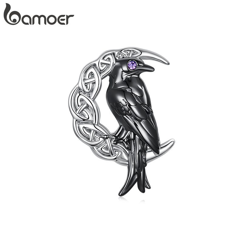 Bamoer Charm Moon Raven Pingente DIY Para Pulseira Presentes Mulheres