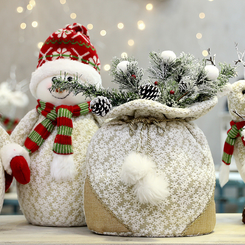 2019 novo estilo enfeites de natal enfeites de árvore de natal com decoração tecido saco de presente janela Shopping dec