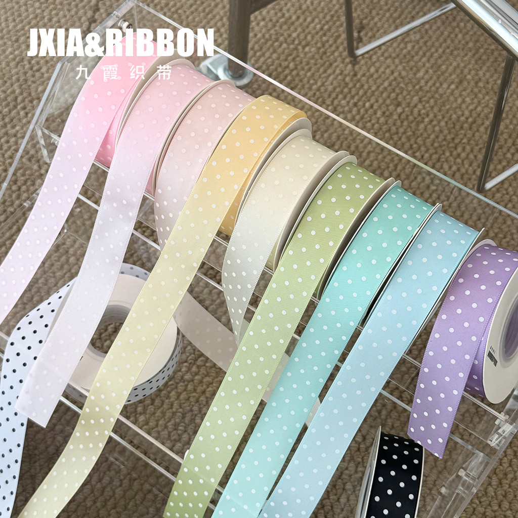 Jiuxia fita Macaron bolinhas fita dia das crianças Bowknot embalagem decoração fita bolo buquê fresco fita