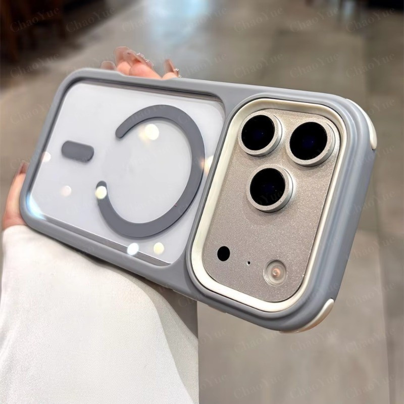 Capa magnética transparente e resistente para telemóvel, com duas cores, compatível com iPhone 11, 12, 13, 14, 15, 16, 1