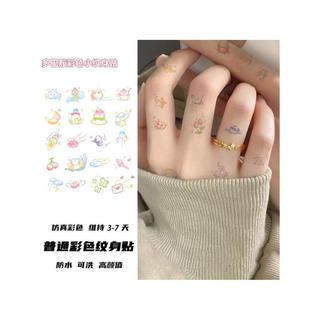 Verão dopamina cor pequena tatuagem adesivos dos desenhos animados pintado padrão bonito dedo braço duradouro lavável ad