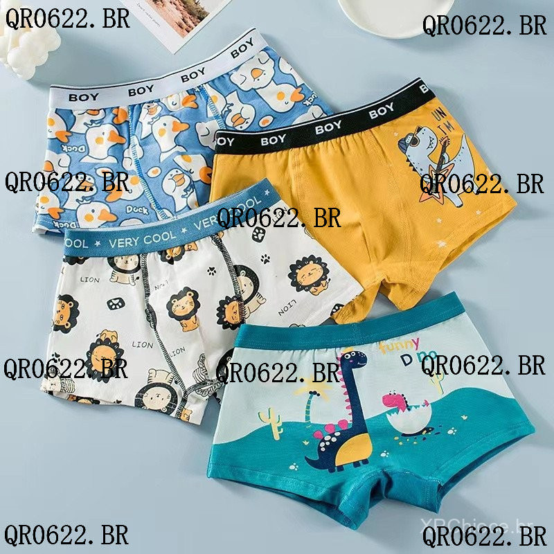 Cueca Infantil 4 Peças Cueca Infantil de Algodão Puro Infantil de Algodão Puro de Algodão Puro Cuec