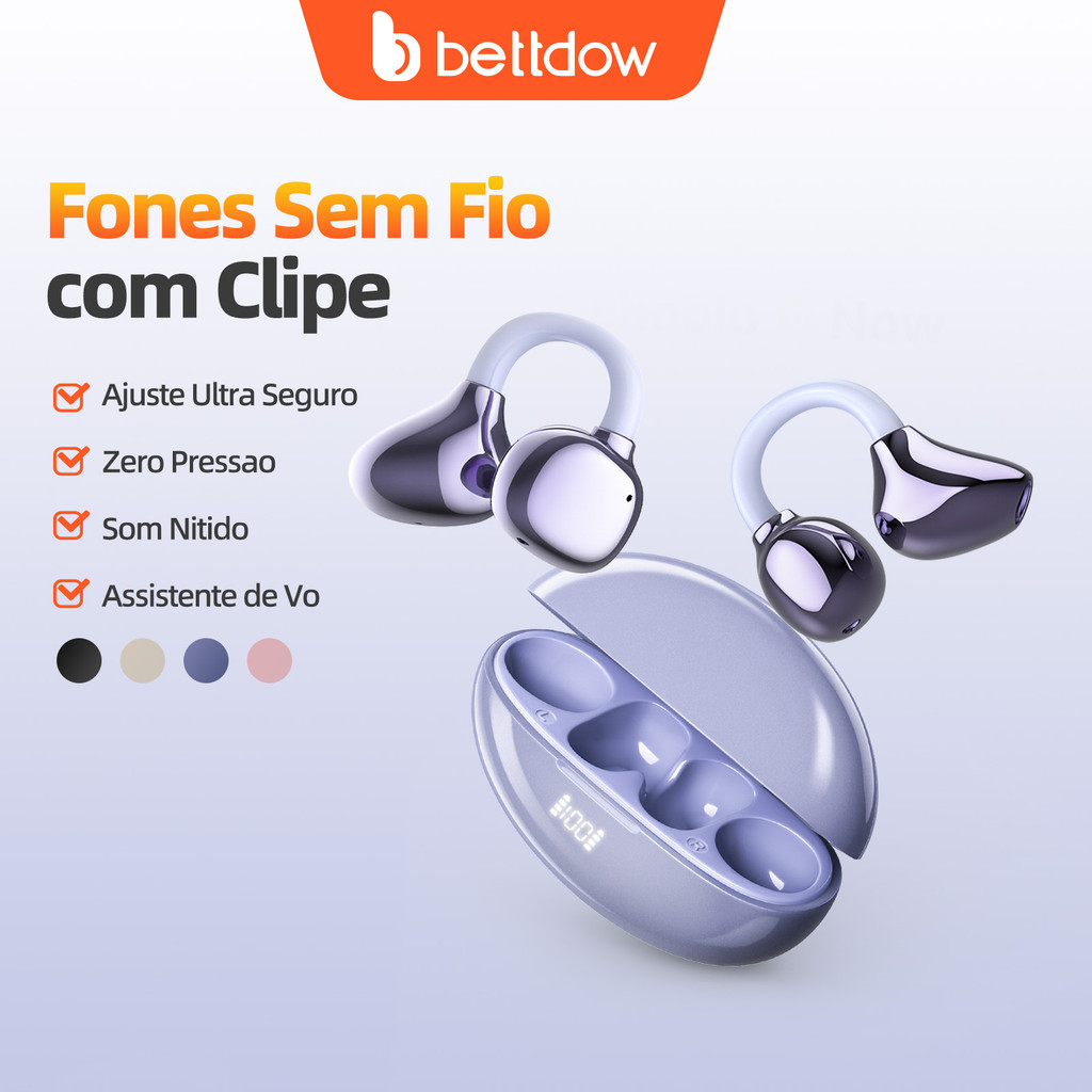 BETTDOW Clip-on Wireless Earphones Bluetooth 5.3 AI Assistant for Phone Android Earbuds Headset