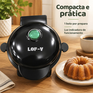 Mini Máquina de Bolo Elétrica Máquina de Fazer Bolo Antiaderente Formato Bundt com Furo Central 110V