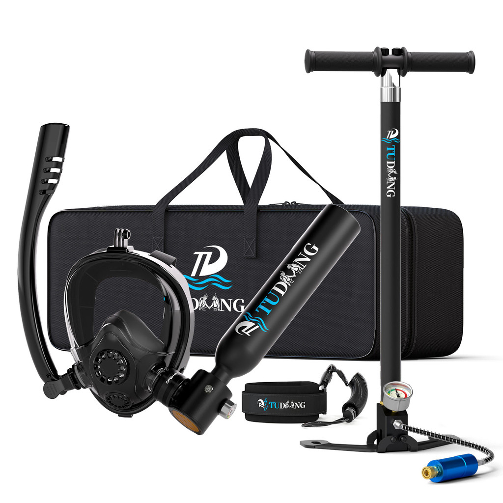 TUDIVING-0.5L conjunto de tanque mergulho Mini cilindro de oxigênio com máscara de snorkel de rosto