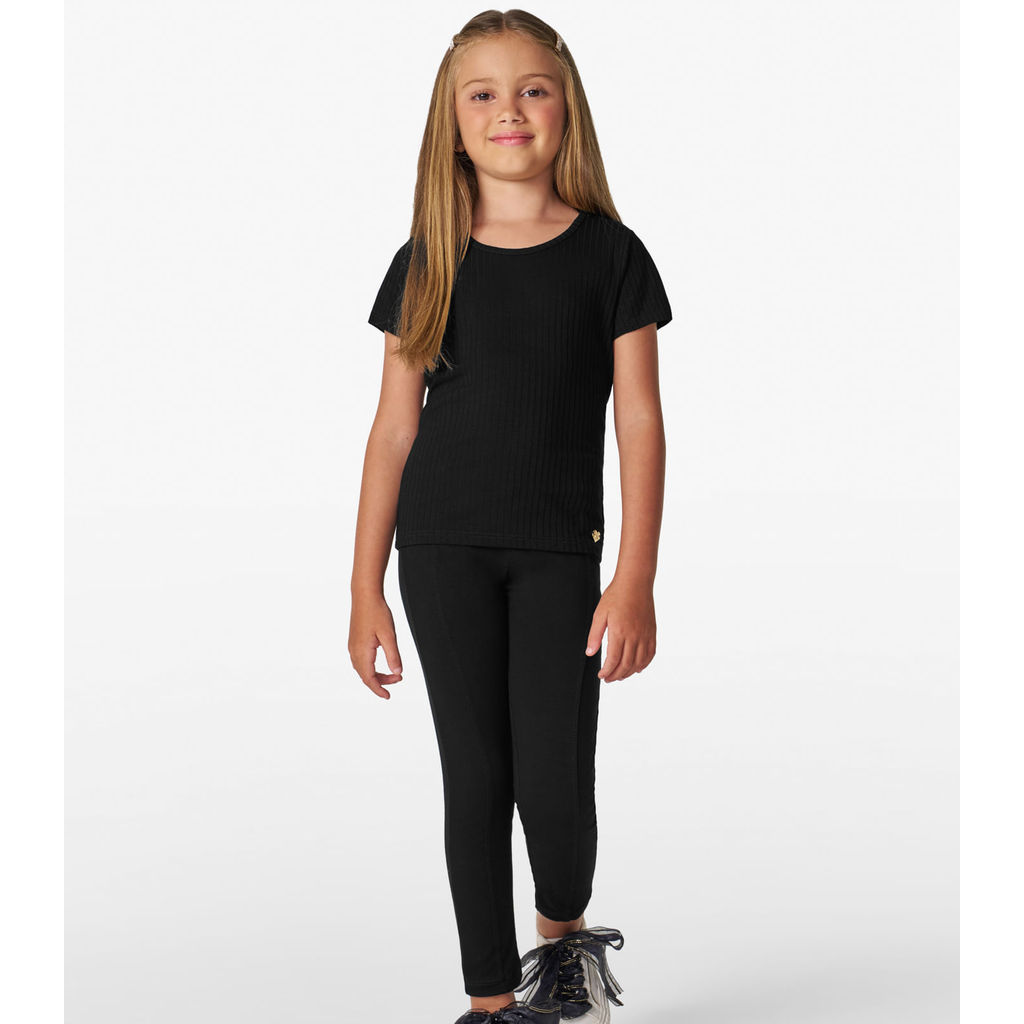 Blusa Infantil Feminina Canelada Trick Nick Preto