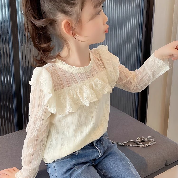 Camisa Base De Renda Para Meninas 2026 Primavera E Outono Estilo Coreano Camiseta De Manga Comprida Princesa Ocidental T