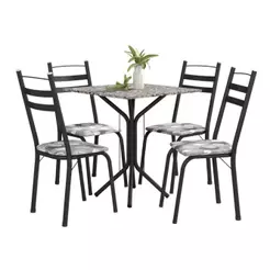 Conjunto de Mesa Thais 0,70m com 4 Cadeiras Artefamol Granito / Dark