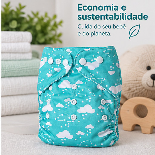 Fralda Ecológica Reutilizável de Pano Ajustável Bebê