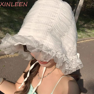 Chapéu Balde De Renda XINLEEN , De Pescador Branco De Verão , Boné De Bacia Com Viseira De Aba Larga Fina Lolita Respirá