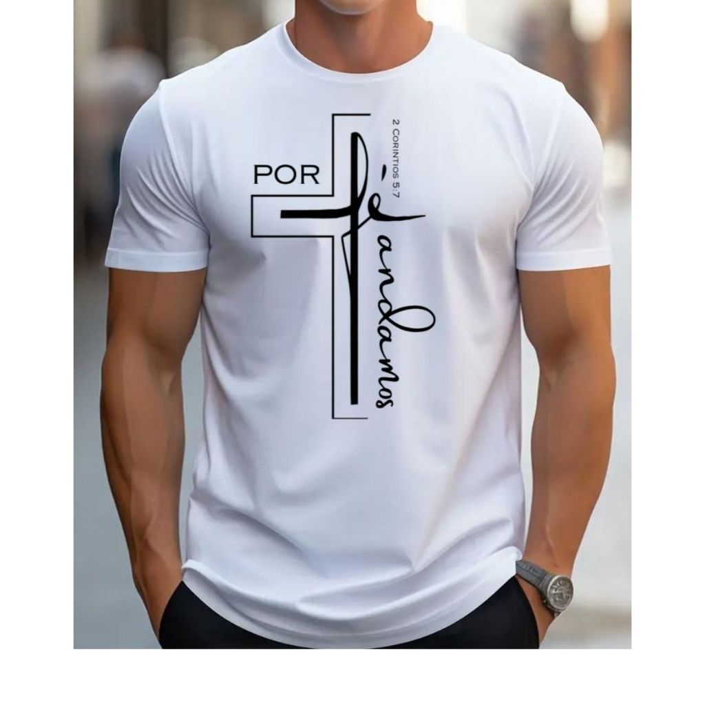 Camisa Masculina Algodão Unissex Estilosa  Estampada Fé StreetWear Camiseta Infantil
