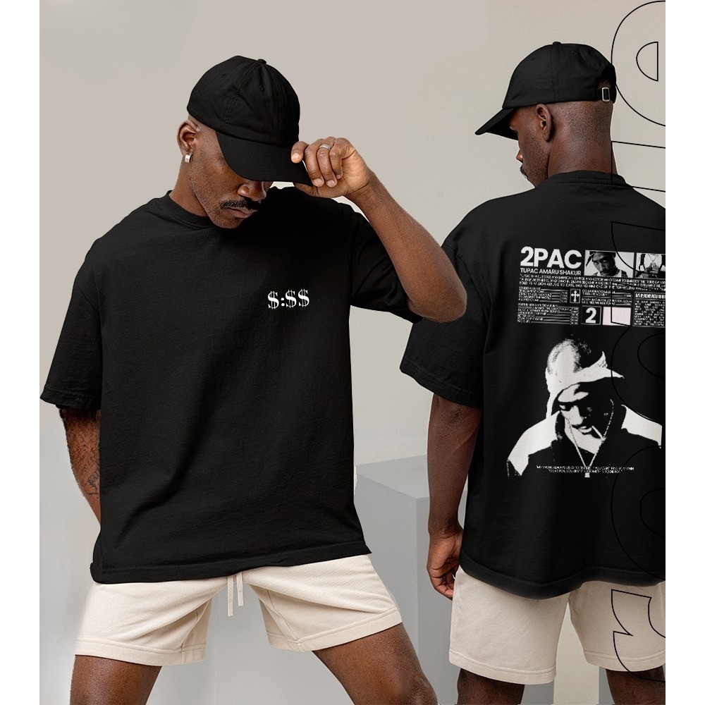 [Camiseta Premium em Algodão Puro]GXG Camiseta Básica e Oversized Algodão Estampado Streetwear Rapper Hip-Hop 2Pac Tupac