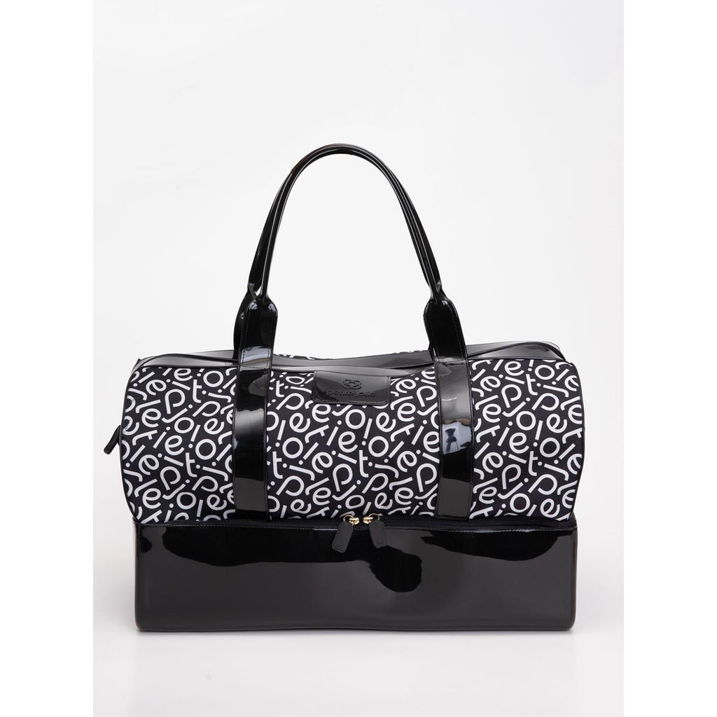 Mala Petite Jolie Weekend Preto/Branco Logo PJ PJ10215