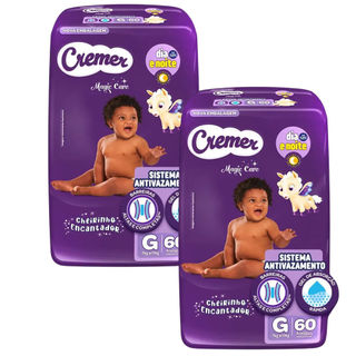 Kit 2 Fraldas Descartáveis Cremer Magic Care Hiper G 60 Tiras