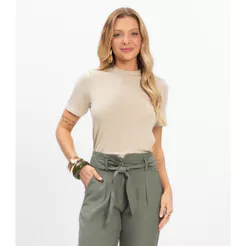 Blusa Feminina Básica em Malha Visco Rovitex Bege