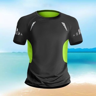 Verão novo estilo maiô masculino simples respirável topo roupas de secagem rápida de manga curta equipamento de natação 