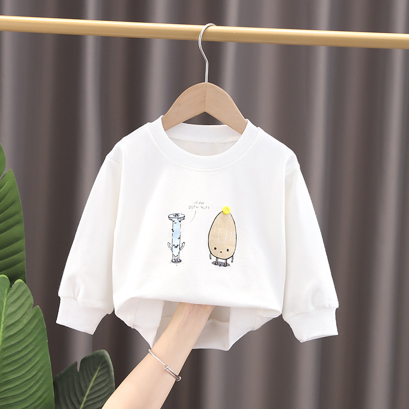 Bebê primavera outono camiseta de manga comprida 1-2-3-4 anos de idade meninos moletom de algodão puro crianças outono d