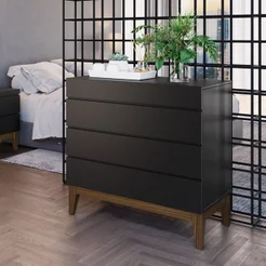Cômoda 4 Gavetas Fresh Yescasa Preto/Imbuia