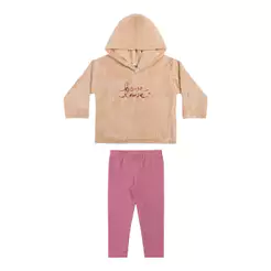 Conjunto Infantil Menina Peluciado Love Elian Bege