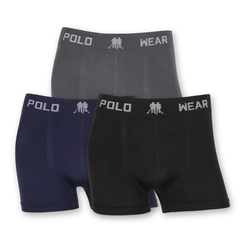Kit 3 Cuecas Boxer Box Sem Costura Lisa Polo Wear Microfibra Original Premium Masculina Leve e Elástico Confortável