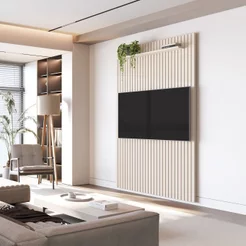 Painel Ripado para TV até 55 Polegadas 100% MDF 138,6CMX240CM Arbo Off White
