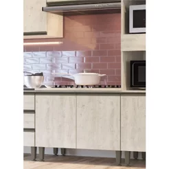 Balcão para Cozinha com Tampo 2 Portas 1 Prateleira Greta Bege/Crema Crema