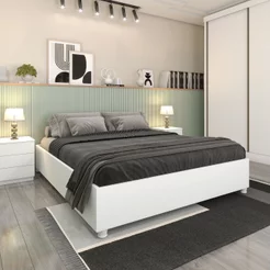 Cama Casal em MDP 193cm x 144cm Grecia Yescasa Branco Branco/Neve