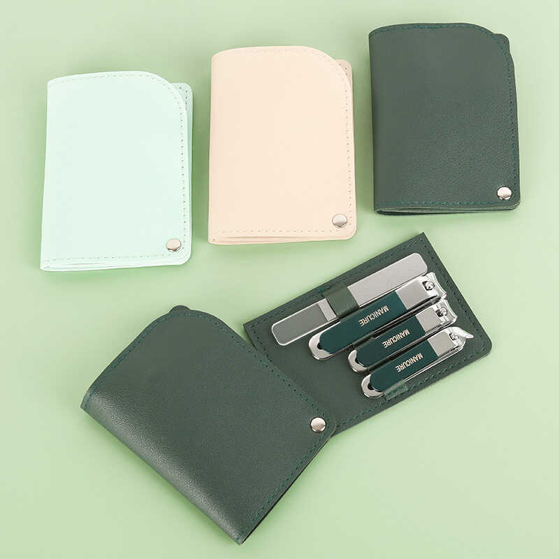 Novo conjunto de 4 peças de alta qualidade conjunto cortador de unhas saco rotativo Matcha verde Manicure ferramenta cor