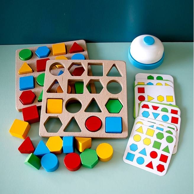 Jogo de batalha geométrica de madeira para crianças, educação precoce, forma correspondente, interação pai-filho, jogo d