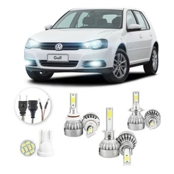 Lampadas Led Volkswagen Golf 20000lm Alto Baixo e Milha + Pingo Led