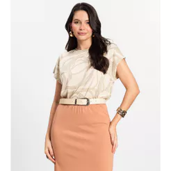 Blusa Feminina em Viscotorcion Rovitex Bege