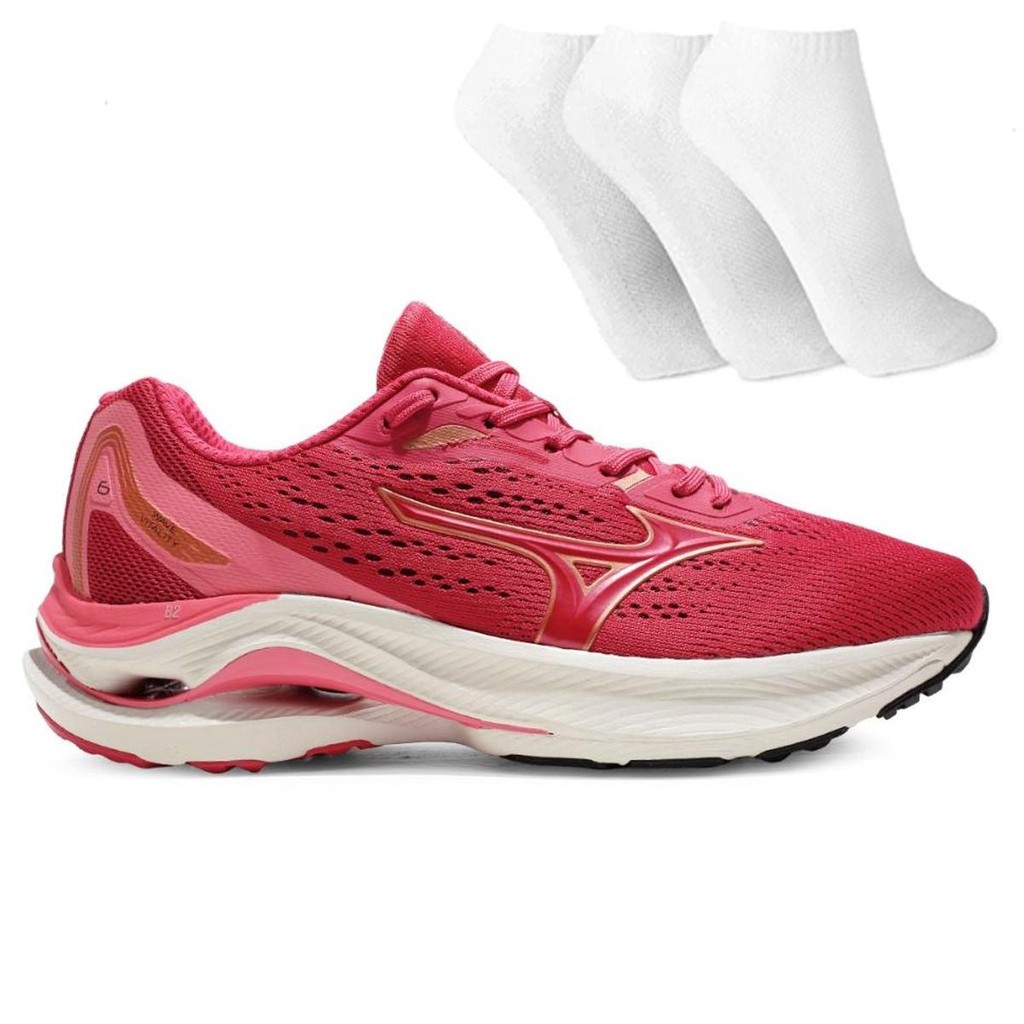 Tênis Mizuno Wave Vitality 6 Feminino + 3 Pares de Meias