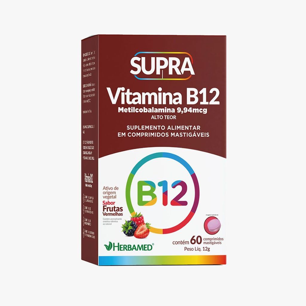 Vitamina B12 Metilcobalamina - 60 Comprimidos Frutas Vermelhas - Herbamed em Oferta na Shopee