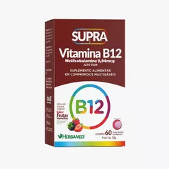 Vitamina B12 Metilcobalamina - 60 Comprimidos Frutas Vermelhas - Herbamed