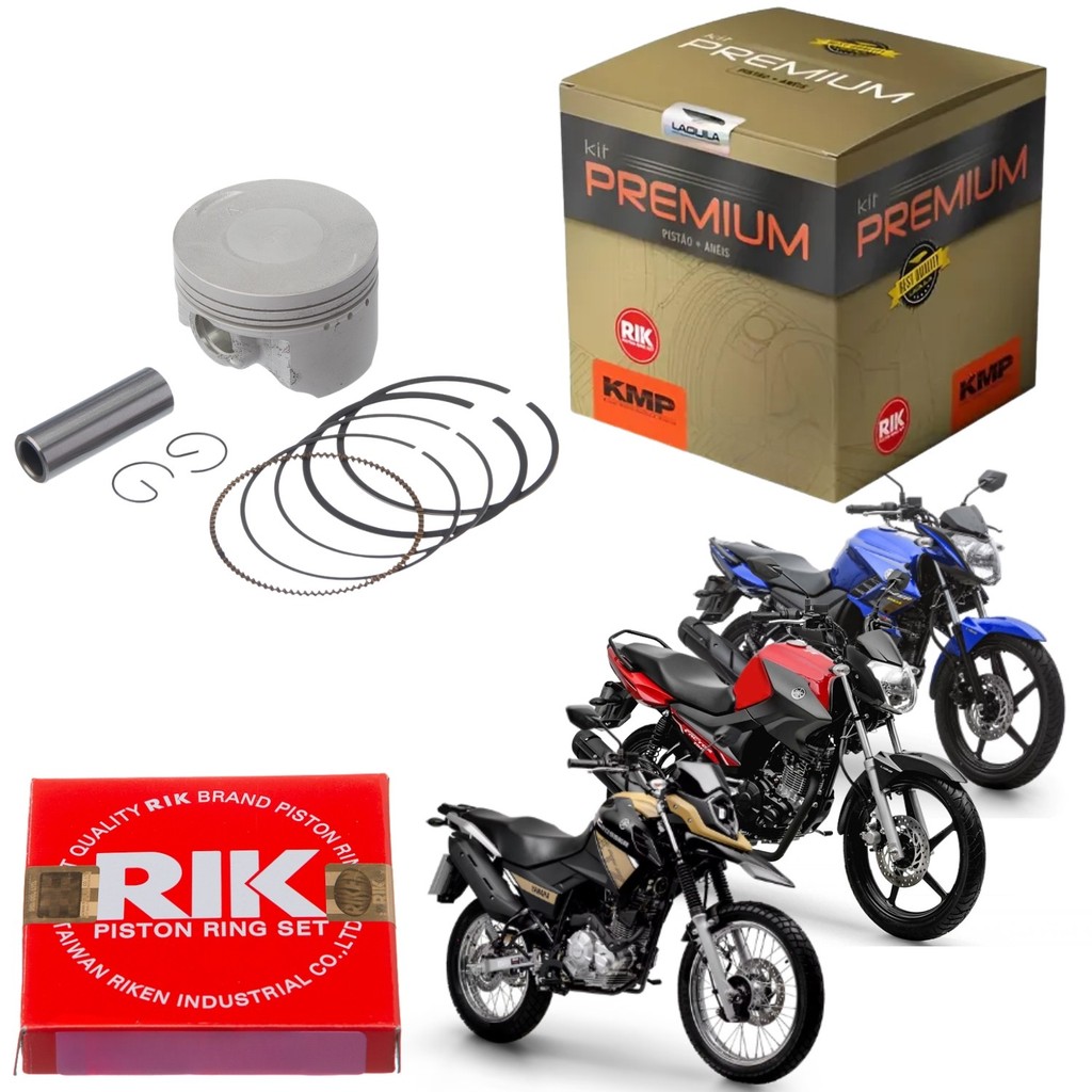 KIT PISTÃO KMP PREMIUM ANEL RIK 0.75 YAMAHA FACTOR 150 FAZER 150 CROSSER 150