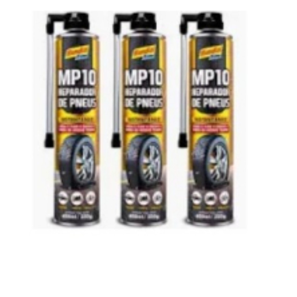 Kit com 3 Reparador de Pneus Spray 400 ml Instantâneo De Furo Pneu Carro - Bike - Moto MOTOQUEIROS em Oferta na Shopee