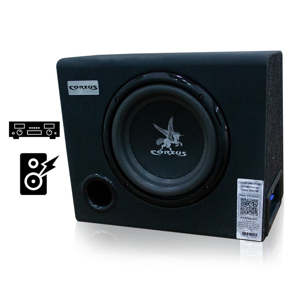 Caixa Amplificada Corzus CXS200 200W RMS Subwoofer 8 Polegadas Som Automotivo