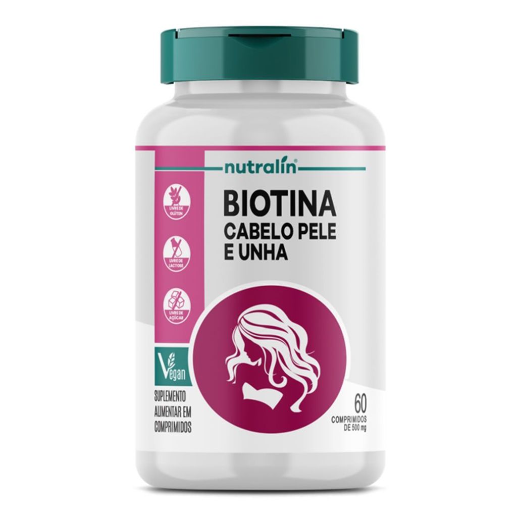 Biotina Cabelo, Pele e Unha - 60 Comprimidos - Nutralin em Oferta na Shopee