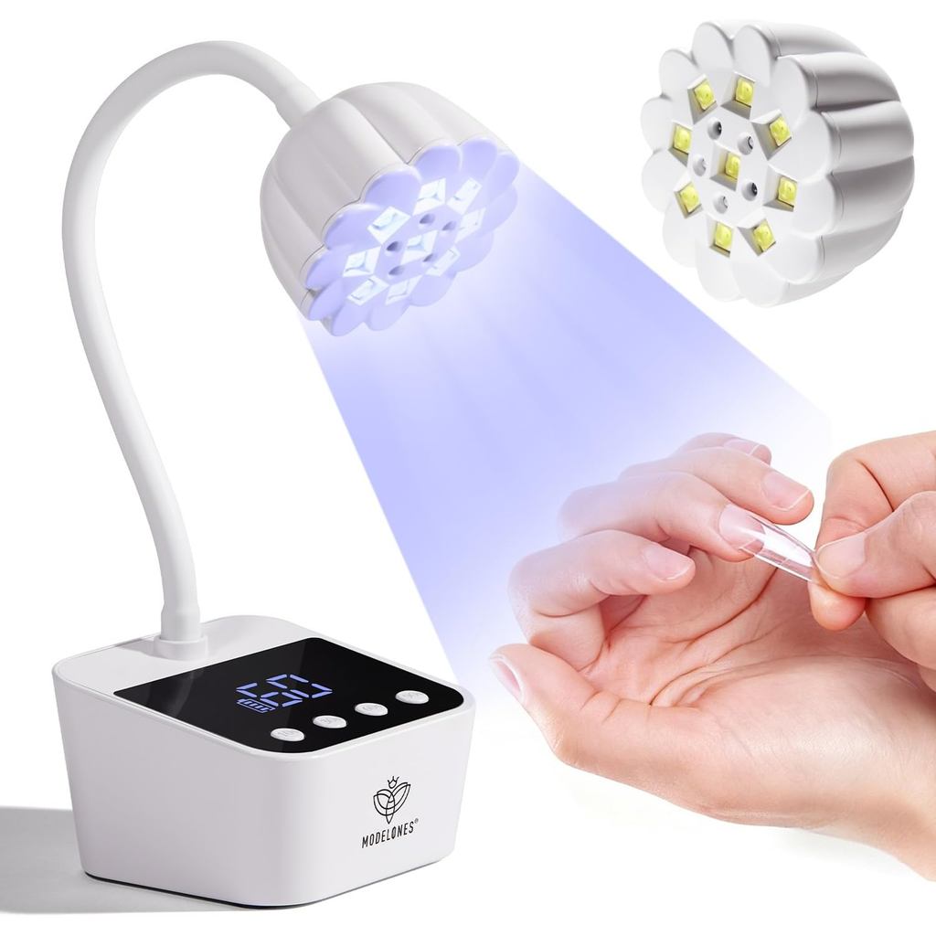 Lâmpada UV para Unhas Modelones, Mini Luz LED UV Sem Fio para Cura Rápida de Esmalte em Gel 32W & 2000mAh 4 Temporizador