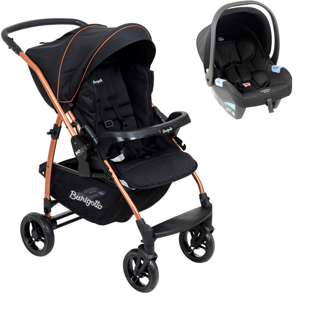 Carrinho de Bebe Burigotto Travel System Rio K 22 Preto Cobre em Oferta na Shopee