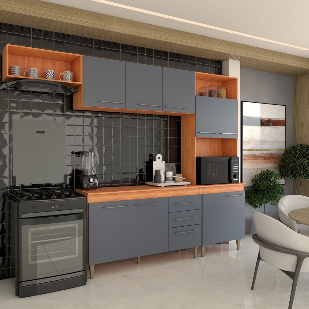 Armário de Cozinha Vanessa 9 Portas 2 Gavetas - Panorama Móveis em Oferta na Shopee