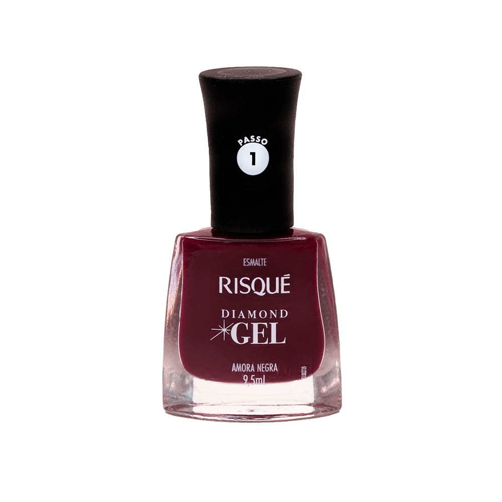 Esmalte Risqué Diamond Gel Amora Negra em Oferta na Shopee