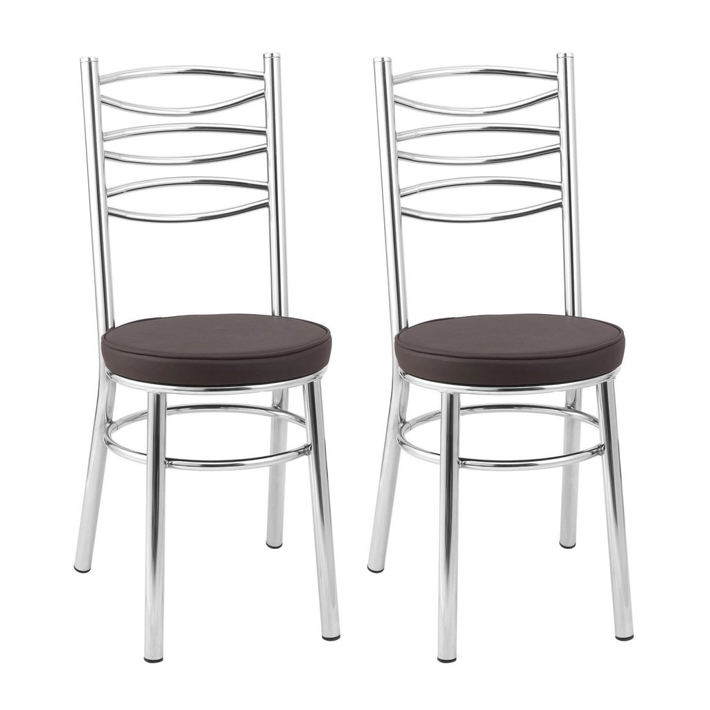 Kit 2 Cadeiras Cromadas Cc34 - A109 Cromado/Marrom em Oferta na Shopee
