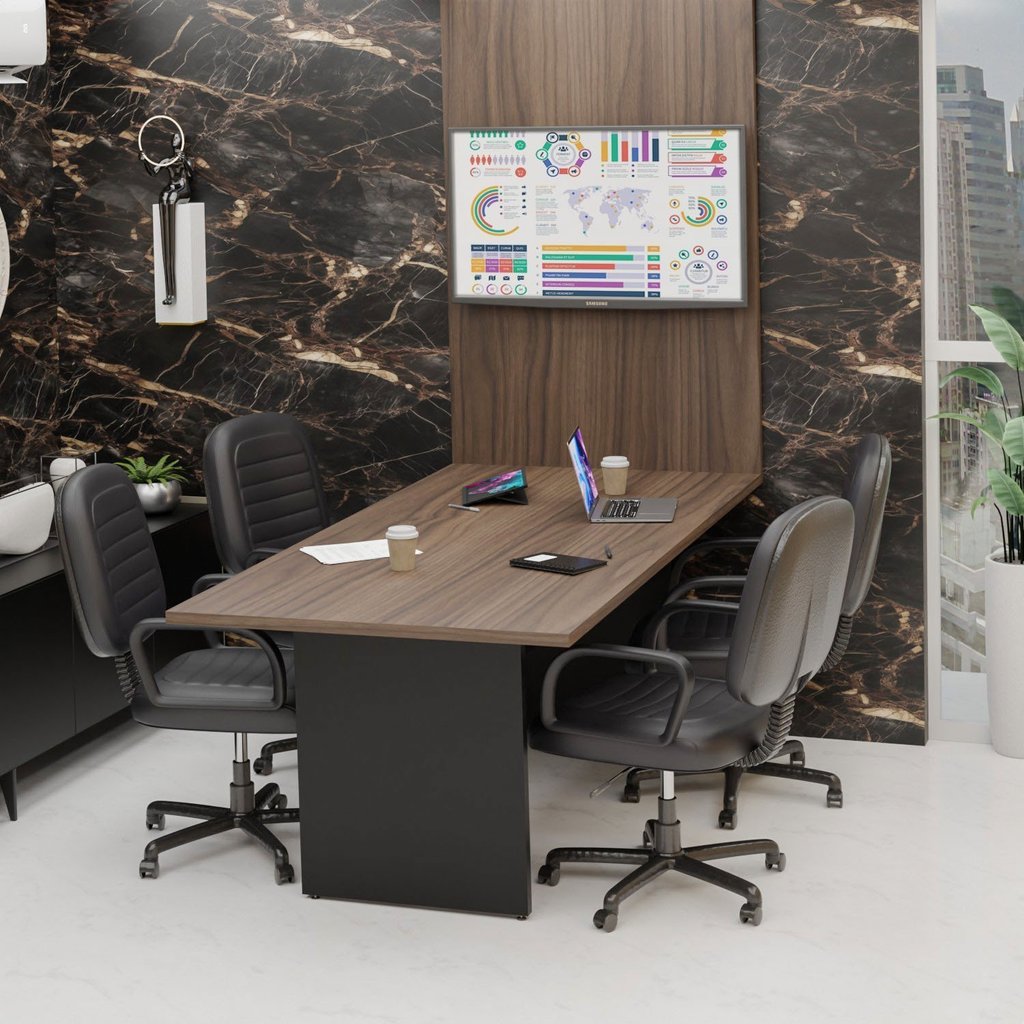 Mesa De Reunião Para Escritório Com Painel de TV 200x100cm em Oferta na Shopee