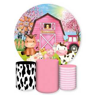 Capa Painel Redondo E Capas De Cilindro Sublimados Tema Fazendinha em Oferta na Shopee